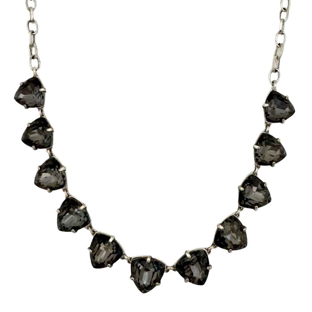 STELLA & DOT • Silver Somerveil Black Grey Crystal Necklace